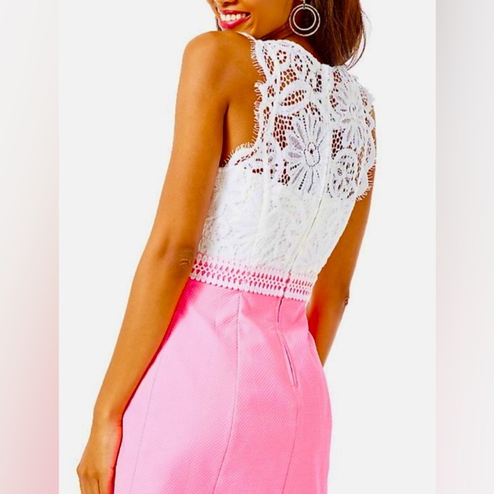 LILLY PULITZER Pink and White Lace Dress